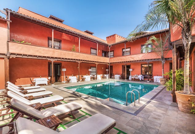 Hotel San Roque Tenerife pool sun loungers pool in courtyard