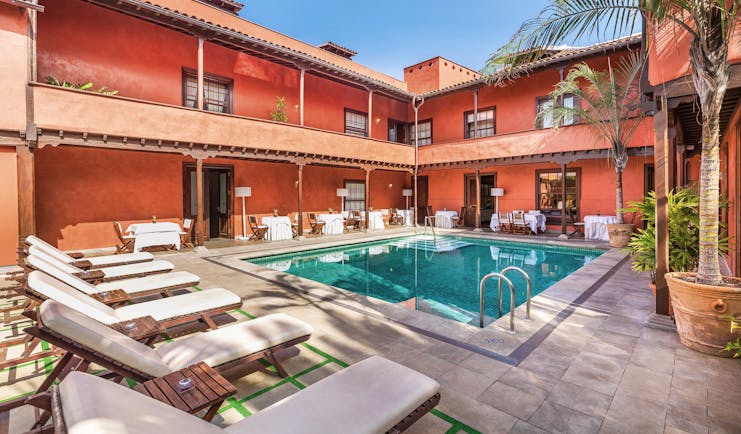 Hotel San Roque Tenerife pool sun loungers pool in courtyard