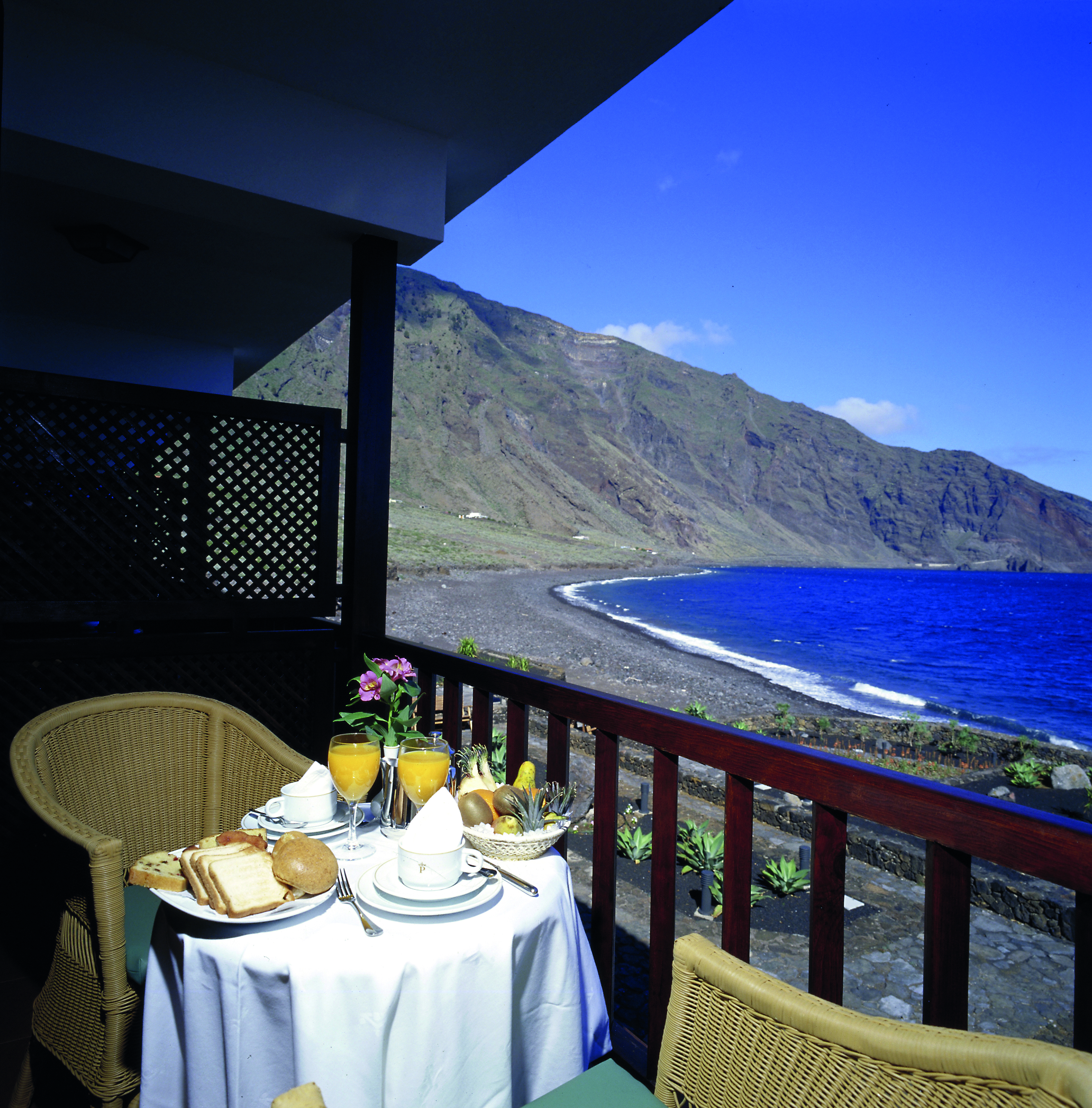Parador de el Hierro Canary Islands balcony private seating area overlooking beach and mountains