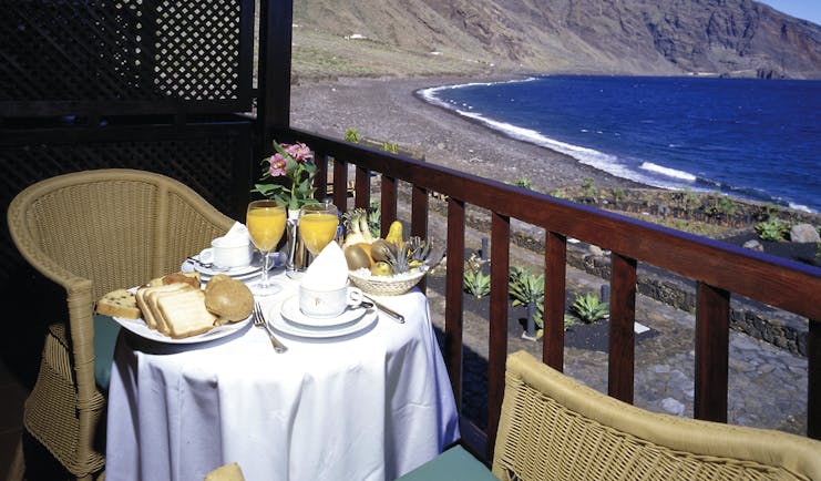Parador de el Hierro Canary Islands balcony private seating area overlooking beach and mountains