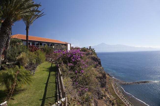 Parador de la Gomera Canary Islands gardens lawn trees flowers overlooking coastline and sea
