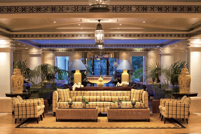Seaside Grand Hotel Residencia Canary Islands lobby cosy décor sofas armchairs