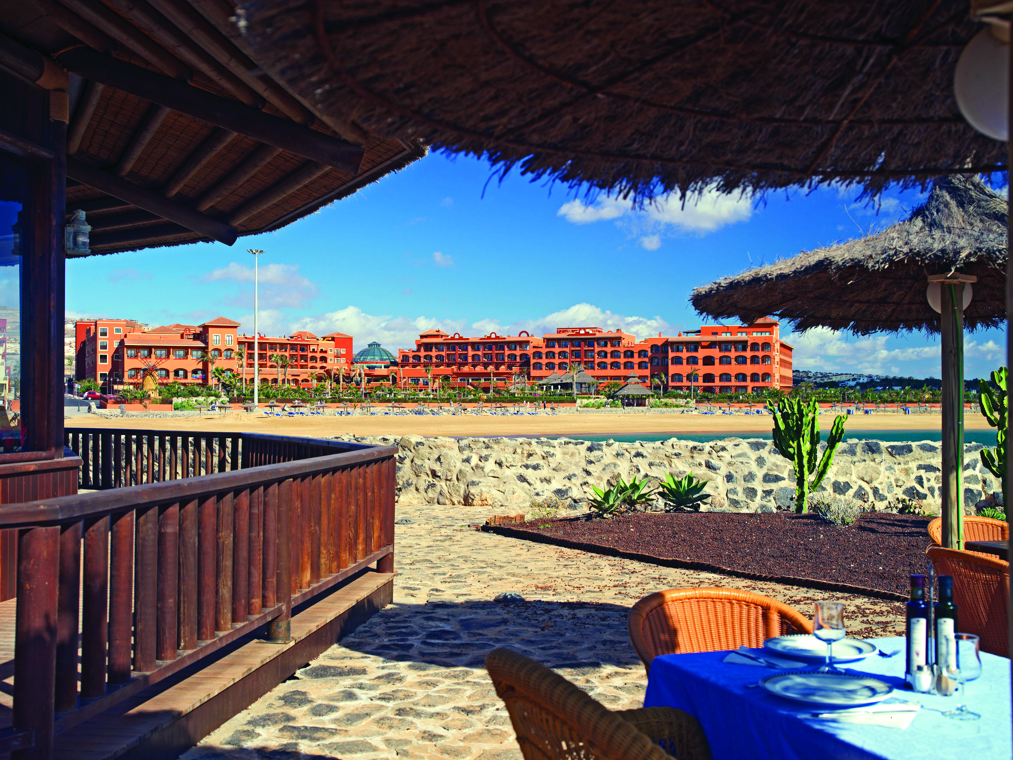 Sheraton Fuerteventura Canary Islands beach hotel in background
