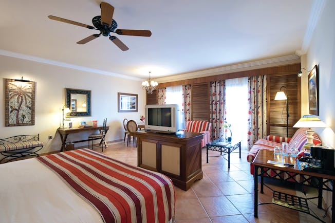 Sheraton Fuerteventura Canary Islands junior suite double bed sofa fan modern décor