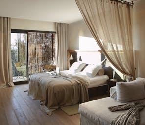 Castell D'Emporda Eastern Spain garden suite bed private balcony elegant décor