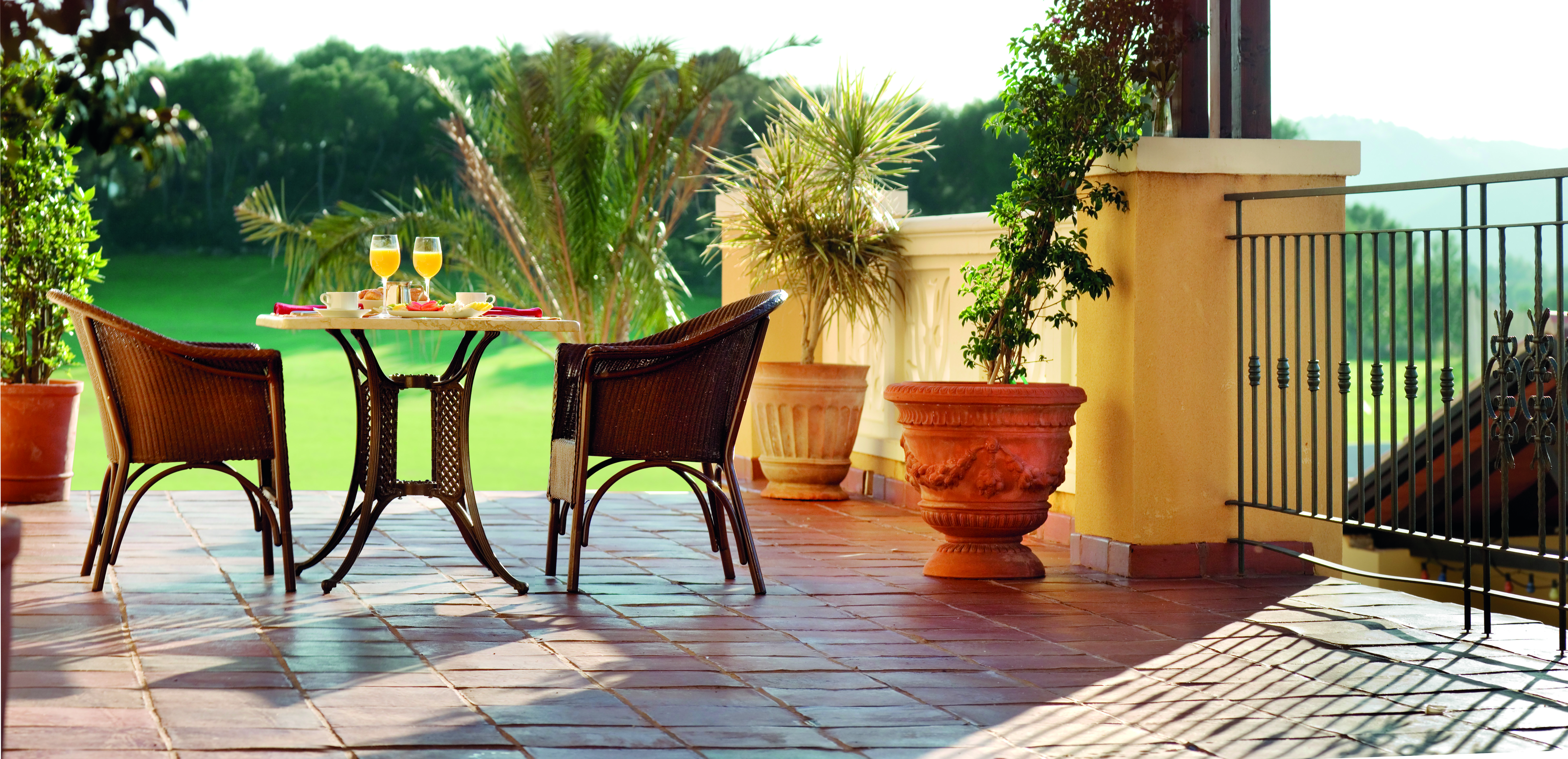 Denia Marriot La Sella Eastern Spain terrace outdoor seating area plant pots