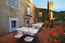 Hotel Mas la Boella Eastern Spain outdoor dining area flowers