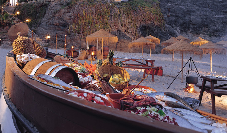La Manga Club Resort Eastern Spain beach dining boat filled with fish and fruit