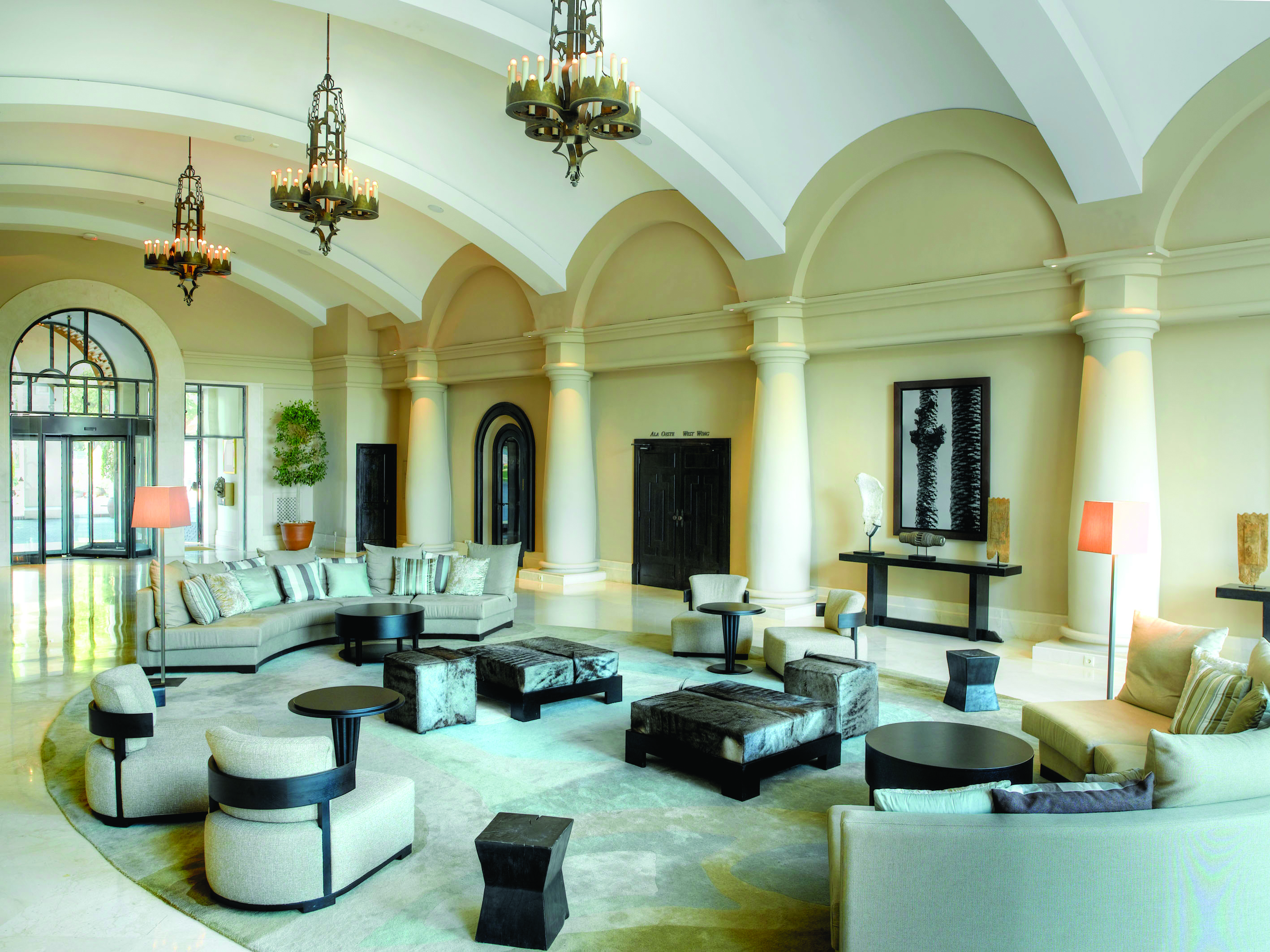 La Manga Club Resort Eastern Spain lobby seating area chandeliers columns