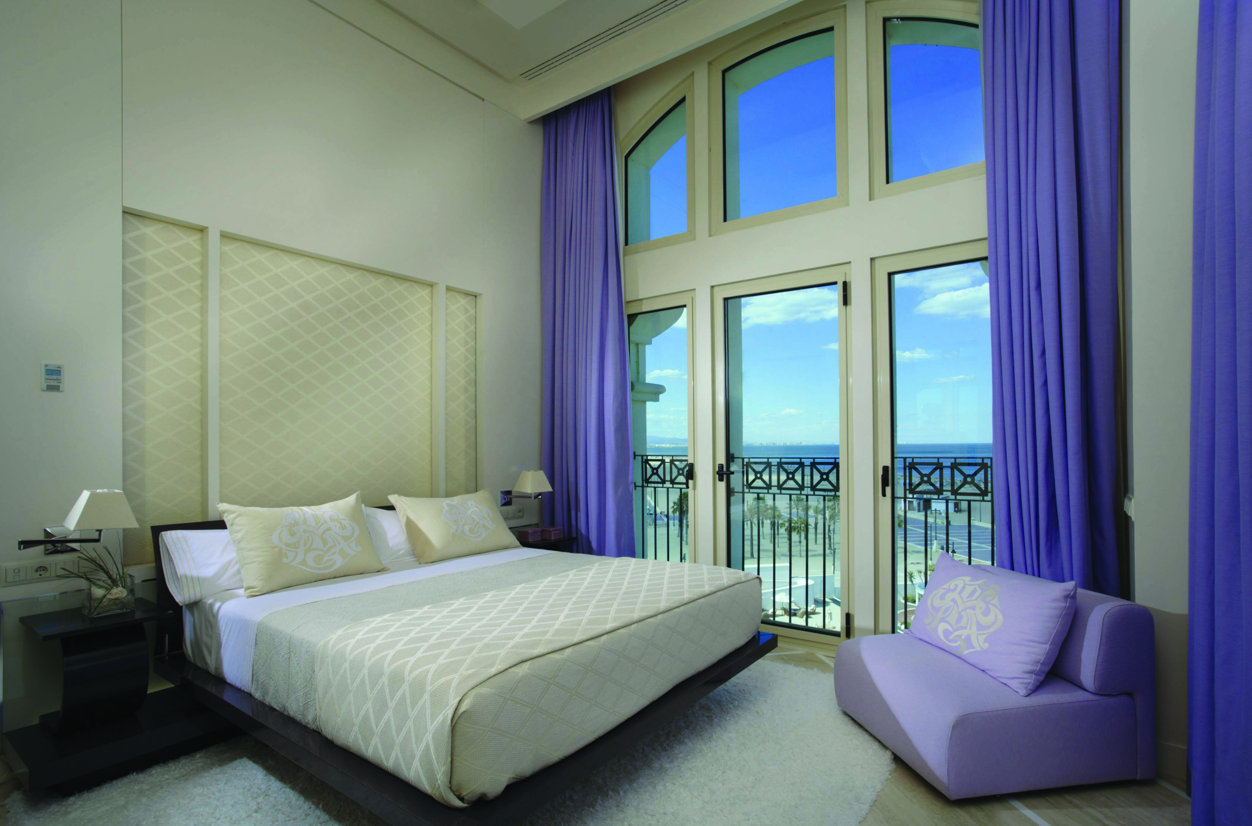 Las Arenas Balneario Valencia malvarrosa suite bedroom private terrace modern décor