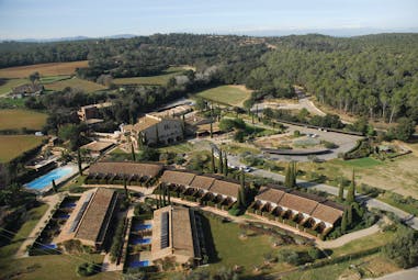 Mas de Torrent Catalonia aerial shot of resort hotel pool countryside