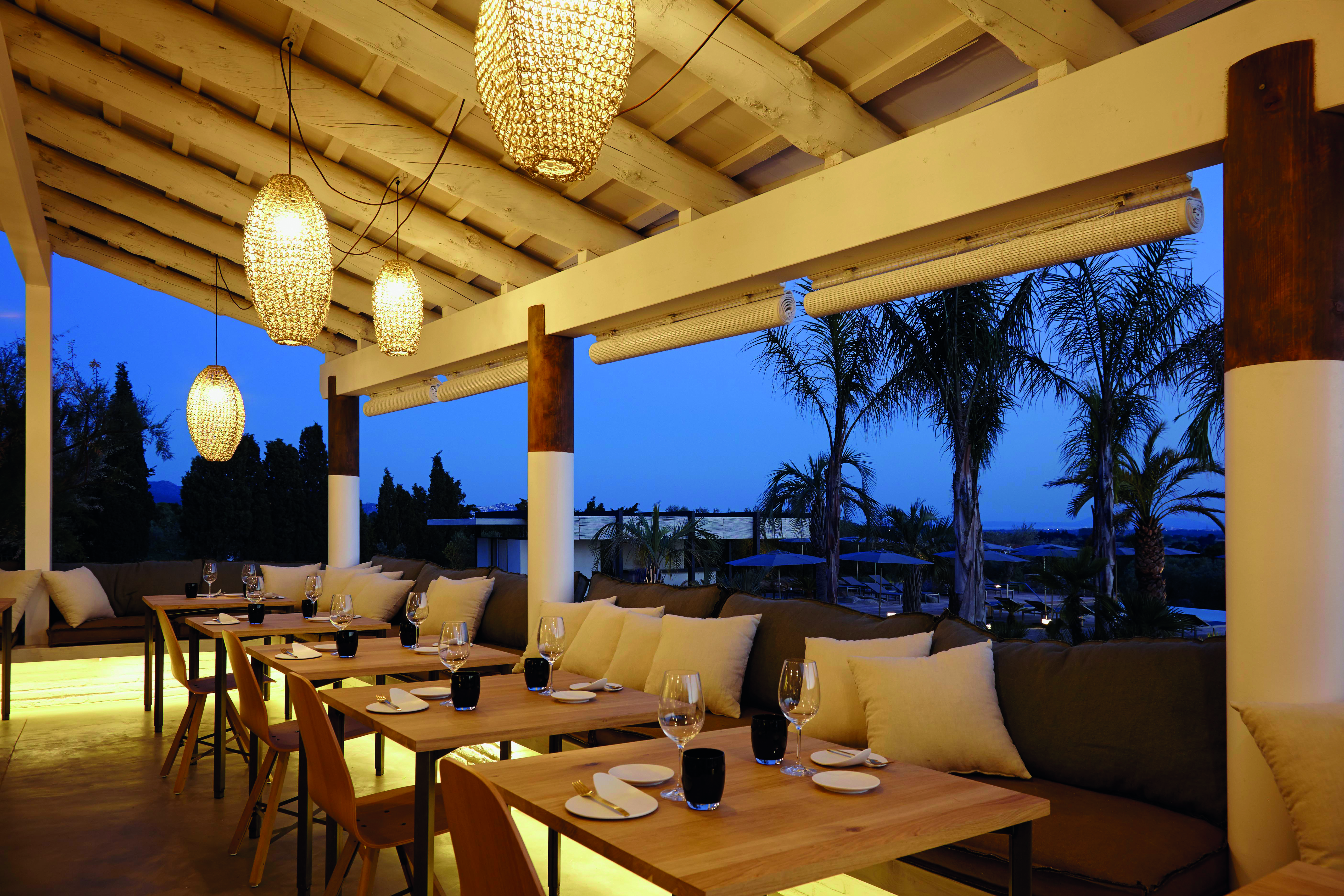 Mas Lazuli Eastern Spain terrace dining area by night