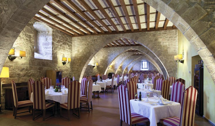 Parador de Cardona Catalonia restaurant indoor dining area medieval architecture