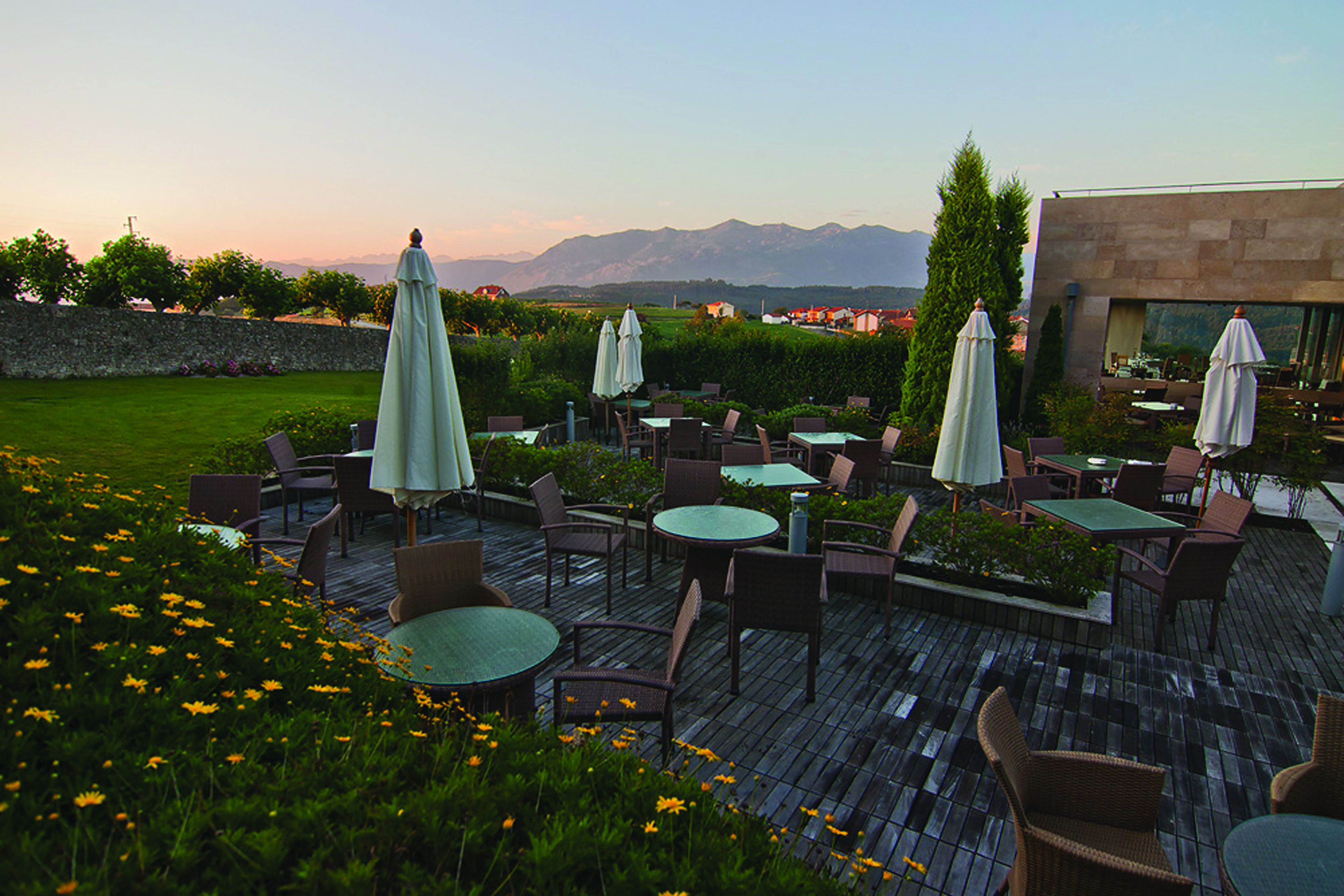 Palacio de Luces Green Spain outdoor dining terrace views of countryside 