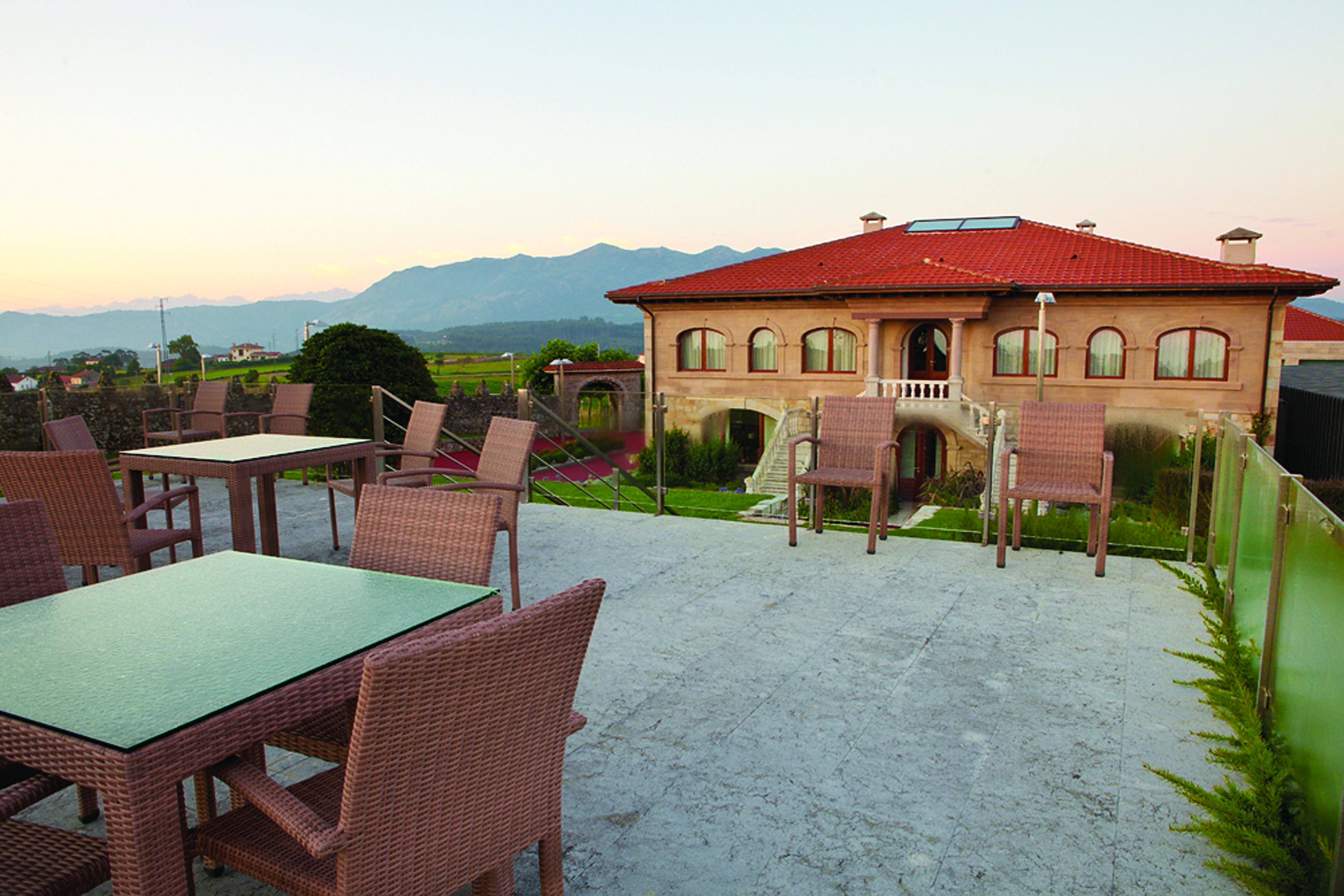 Palacio de Luces Green Spain roof top seating area views of countryside