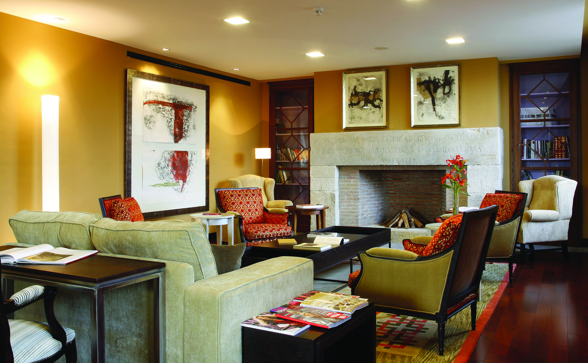 Palacio de Luces Green Spain salon indoor communal seating area modern décor open fire