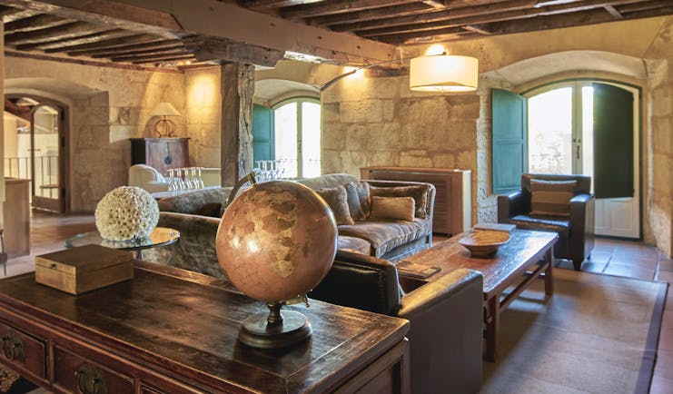 Hacienda Zorita Heart of Spain lounge sofa desk globe cosy décor original architectural features