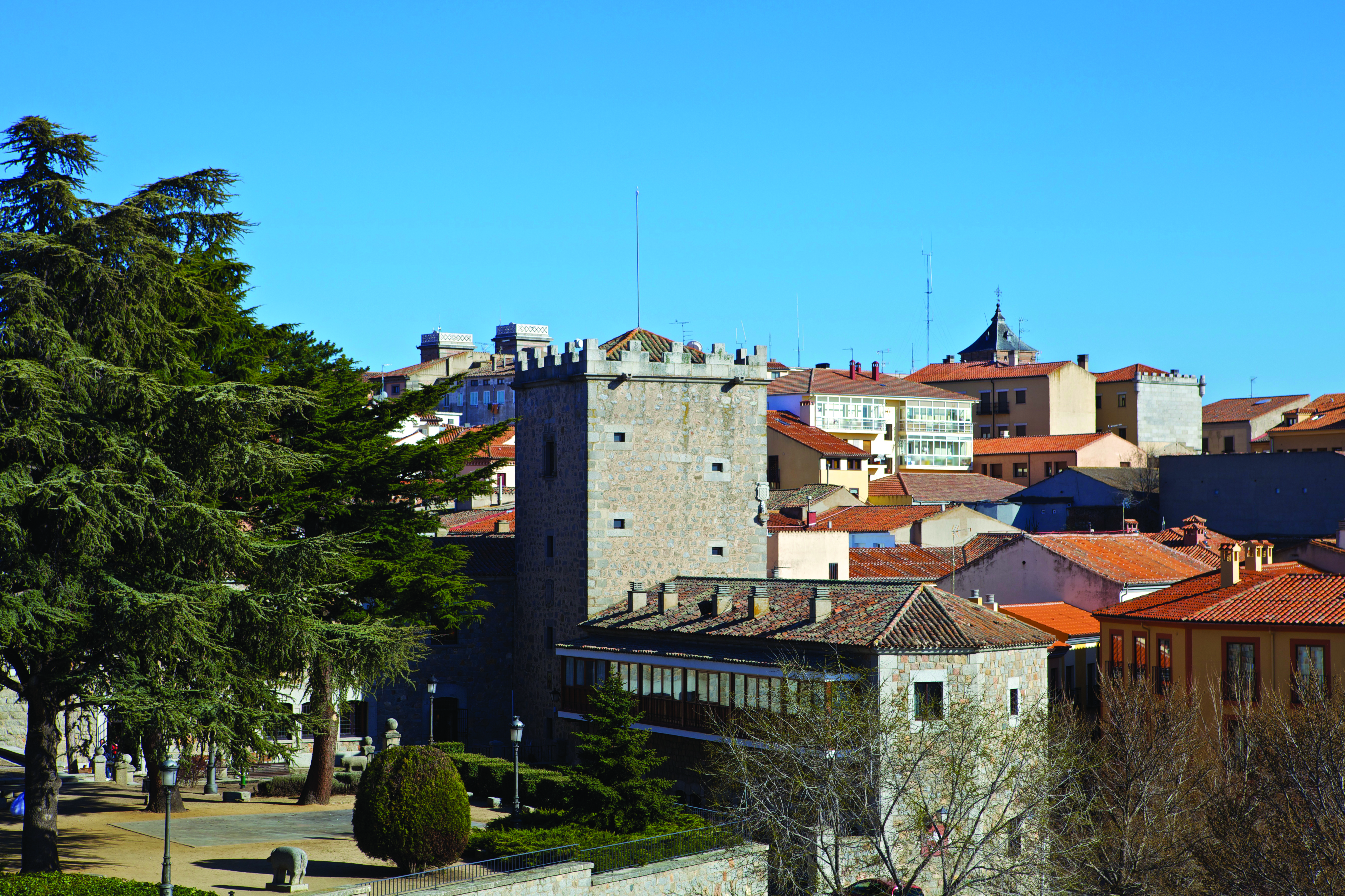 Parador de Avila Heart of Spain exterior shot hotel town of Avila in background