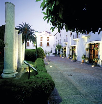 Parador de Merida Heart of Spain patio hotel exterior ancient columns