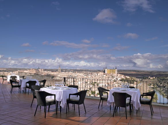Parador de Toledo Heart of Spain terrace outdoor dining area views over city