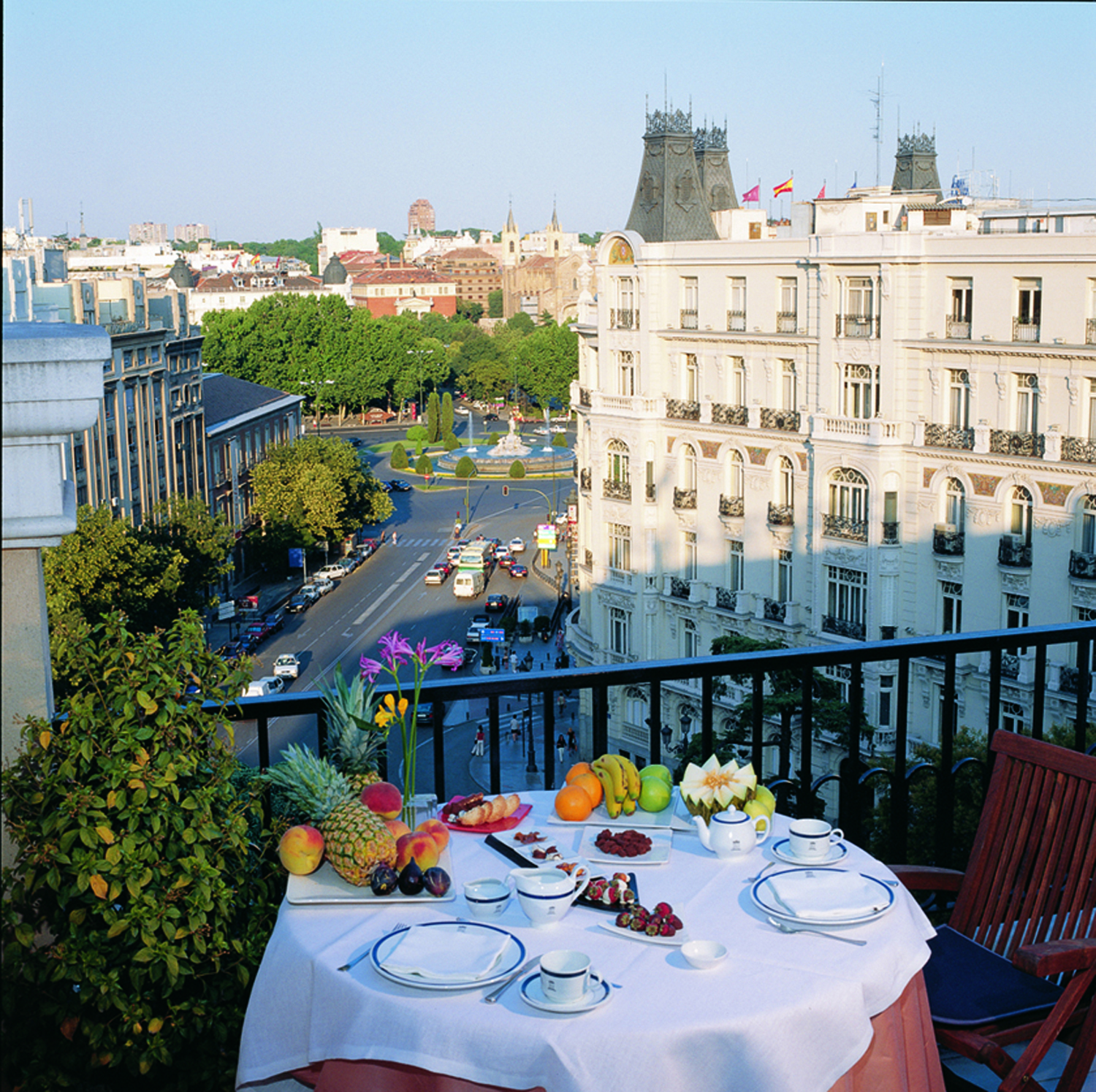 Villa Real Madrid balcony breakfast table views of the city