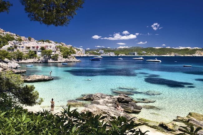 Cala Fornells Mallorca beach coastline in distance