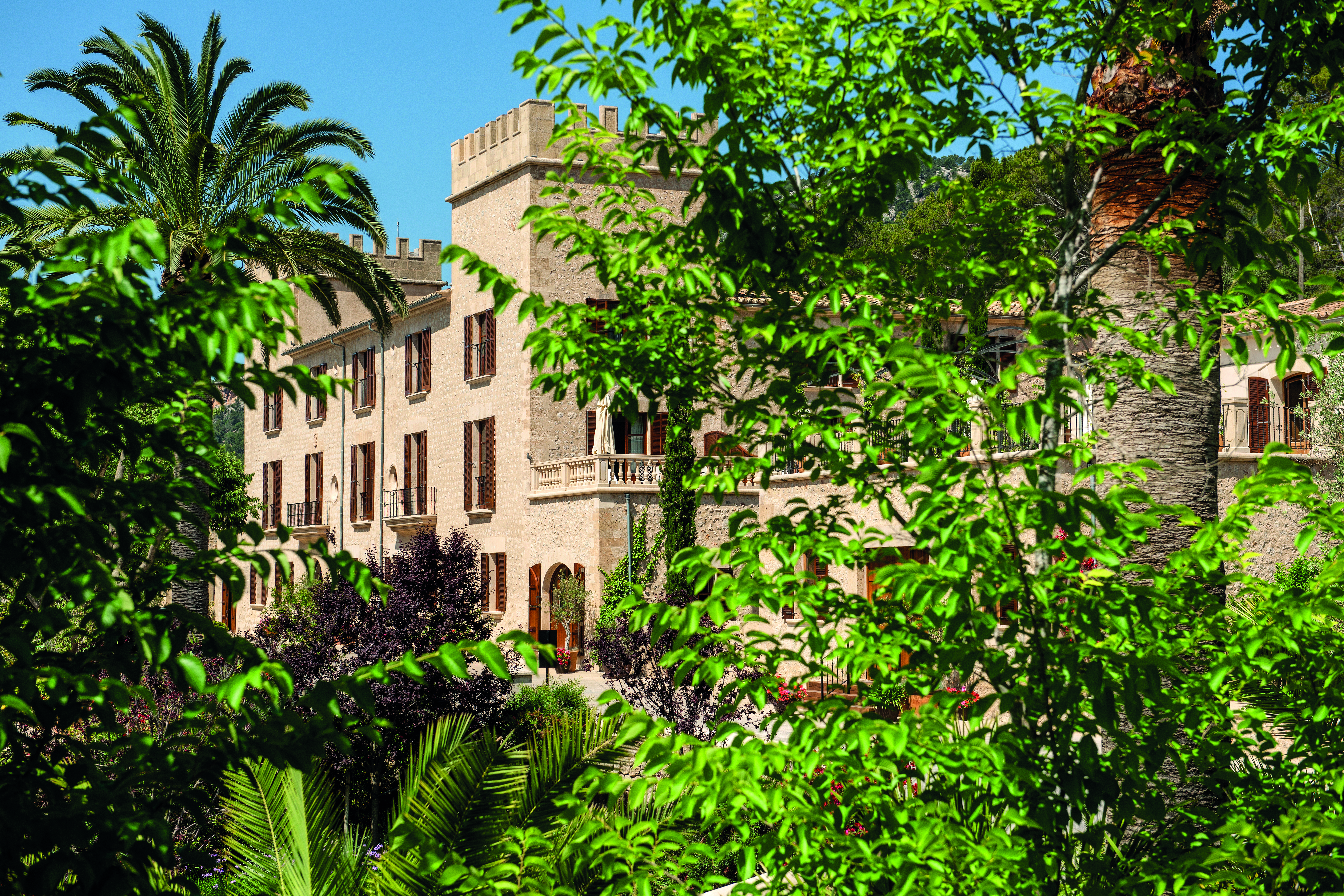 Castell Son Claret Mallorca exterior hotel building trees