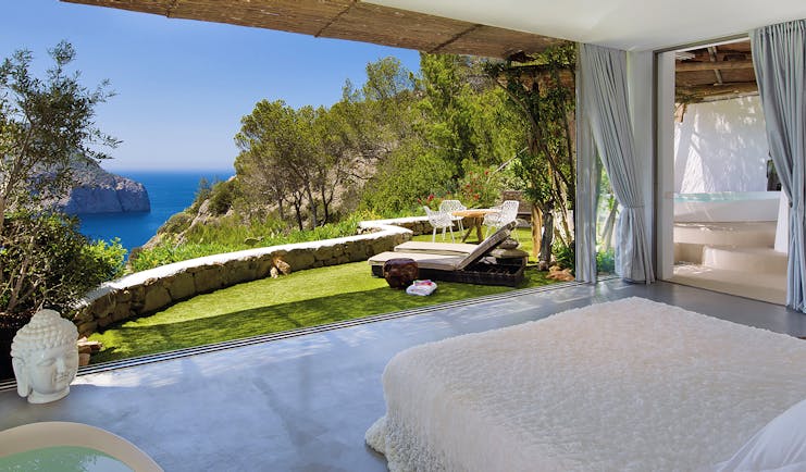 Hacienda Na Xamena Ibiza balcony chairs sun loungers mini pool ocean views