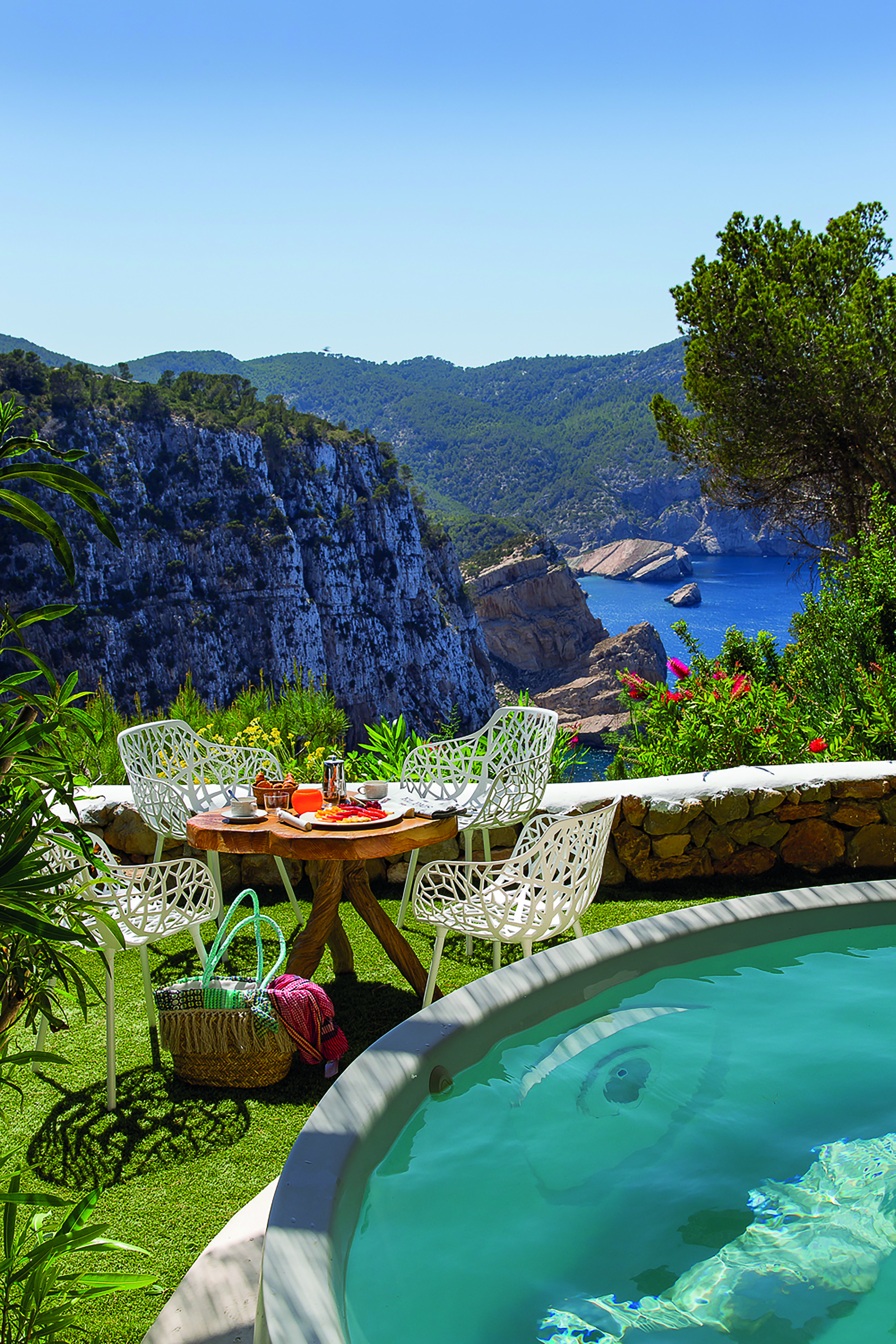 Hacienda Na Xamena Ibiza Eden guest room private terrace sun loungers mini pools