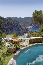 Hacienda Na Xamena Ibiza Eden guest room private terrace sun loungers mini pools