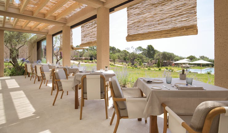 Pleta de Mar Mallorca restaurant terrace overlooking gardens and pool