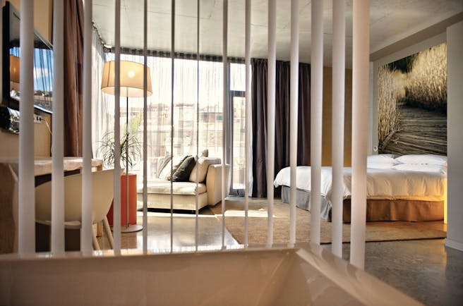 Hotel Viura Basque suite bed love seat contemporary decor 