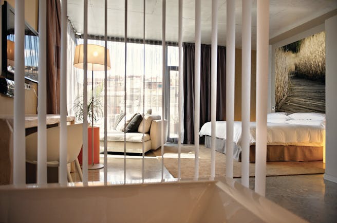 Hotel Viura Basque suite bed love seat contemporary decor 