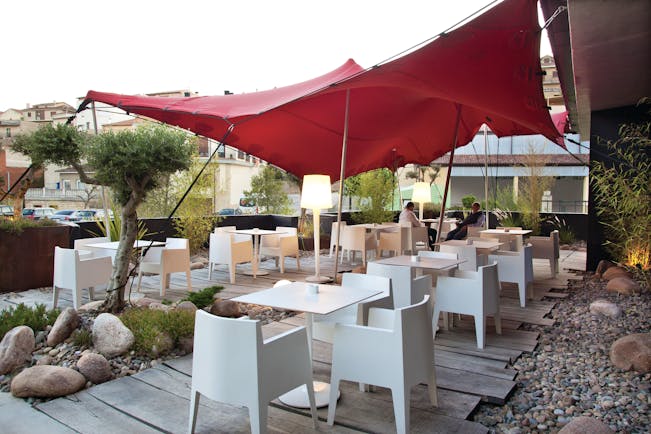 Hotel Viura Basque terrace outdoor seating area tables and chairs