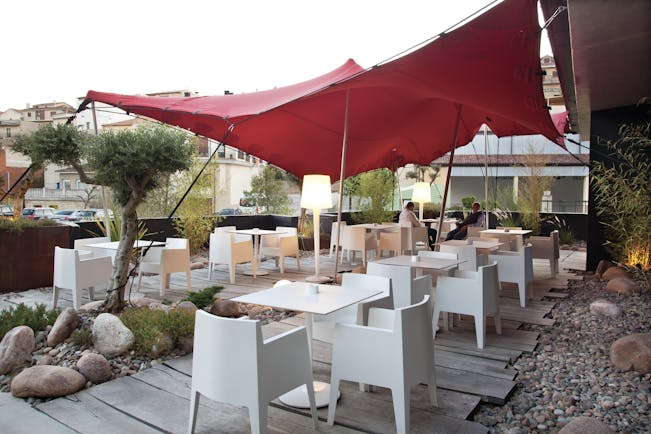 Hotel Viura Basque terrace outdoor seating area tables and chairs