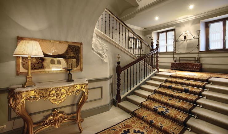 Palacio Guendulain Basque staircase marble floors gold gilded furniture ornate décor