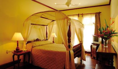 Mount Lavinia Hotel Sri Lanka Governor's wing bedroom four poster bed drapes