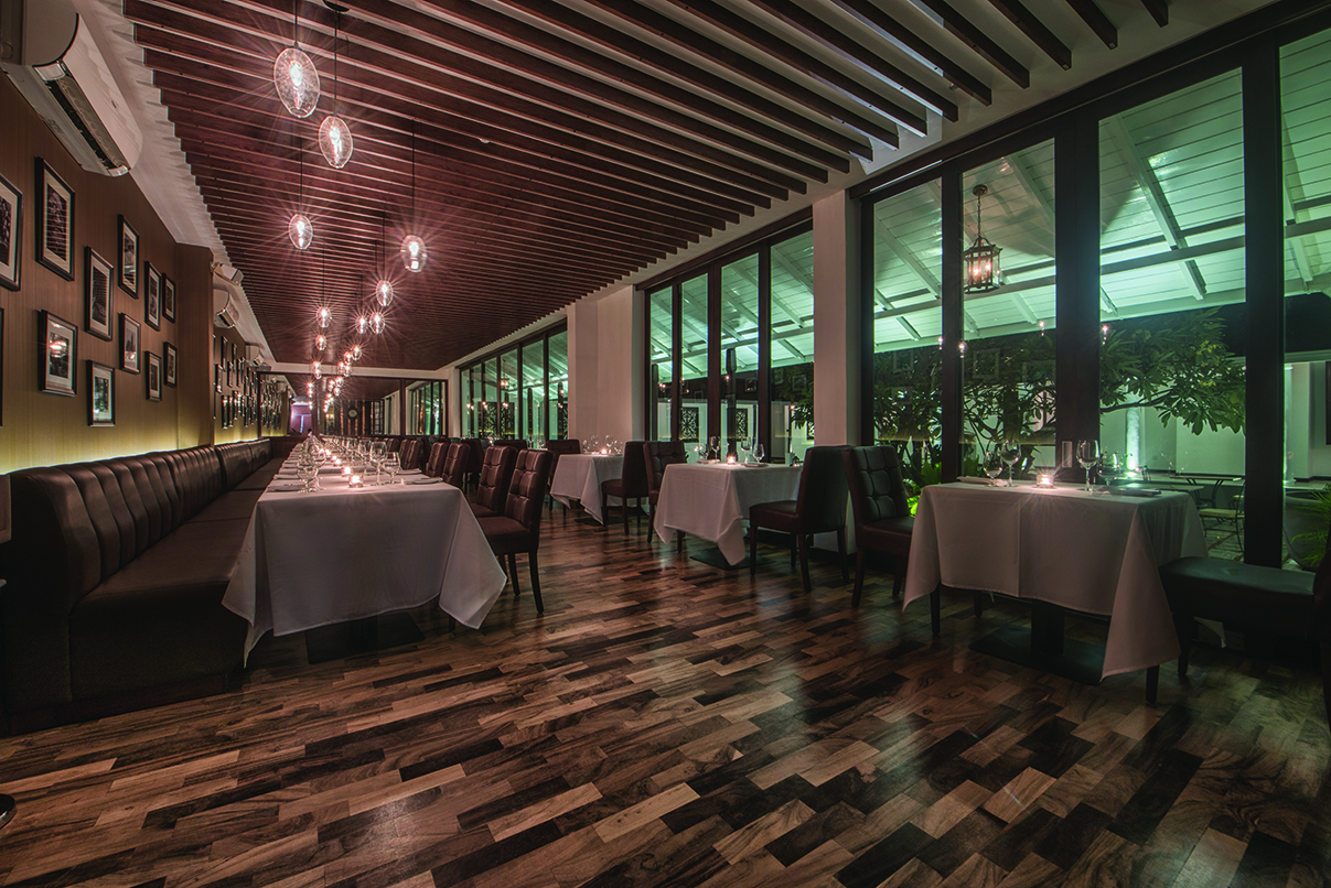 Uga Residence restaurant, tables and chairs, modern decor