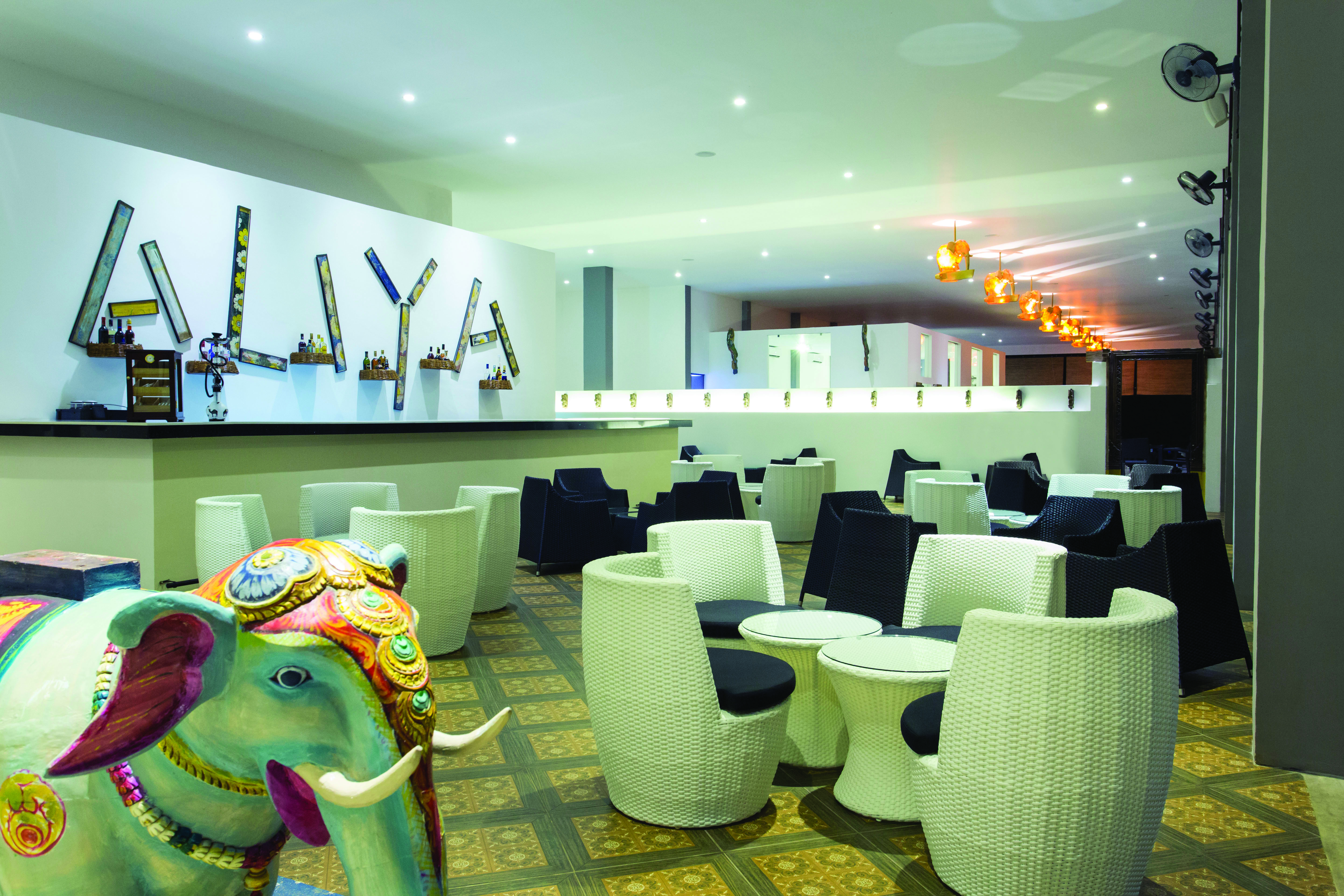 Aliya Sri Lanka bar indoor seating modern décor colourful elephant statue