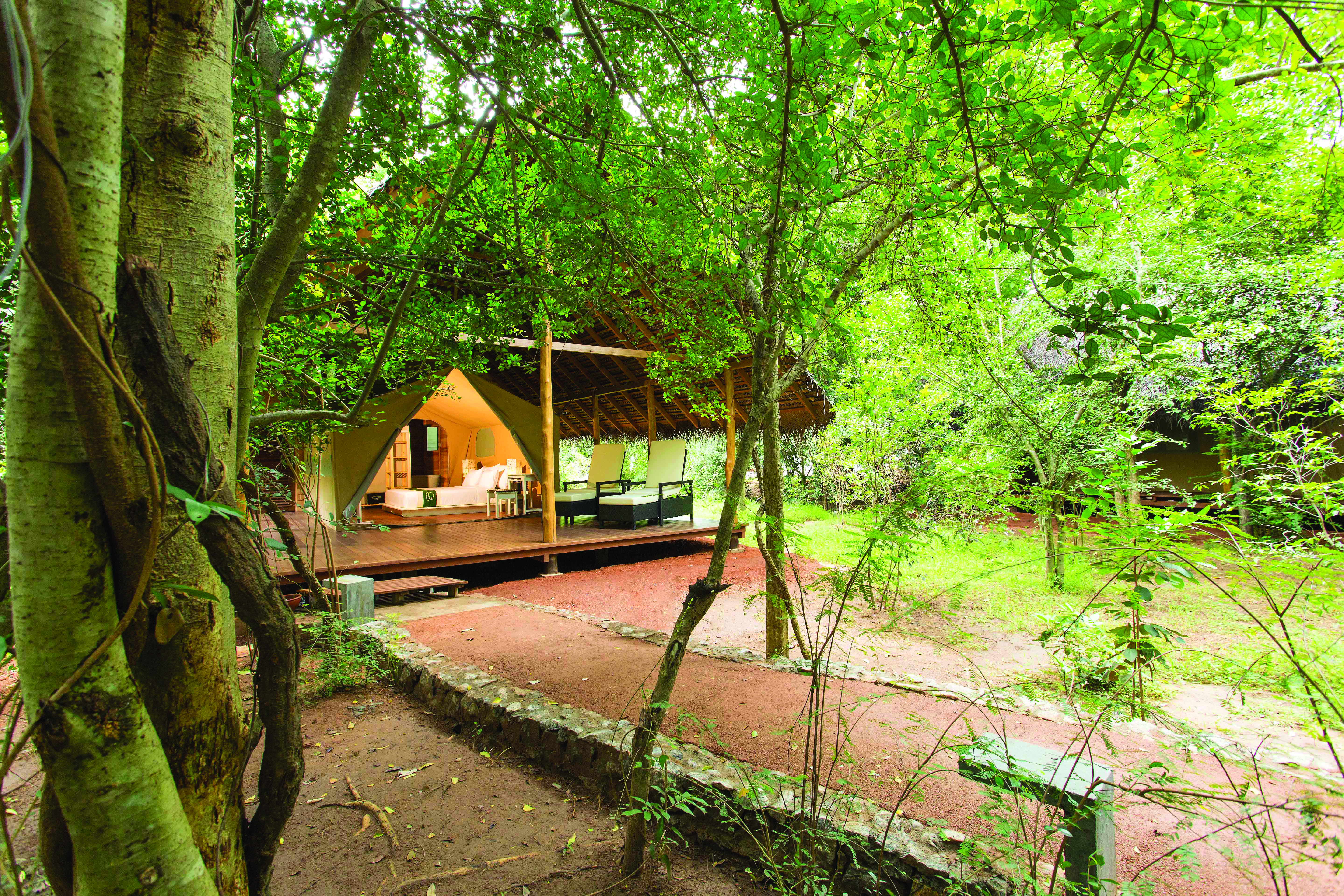 Aliya Sri Lanka luxury tent rustic sleeping space terrace among nature