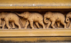 A stone carving of elephants, intricate beautiful details, found in Polonnaruwa in the Cultural Triangle