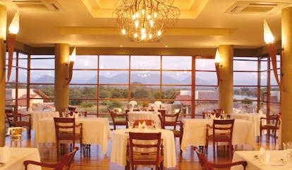 The Elephant Corridor Sri Lanka Ambrosia restaurant dining room panoramic windows