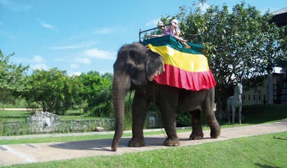 The Elephant Corridor Sri Lanka elephant ride children riding elephant with colourful blanket
