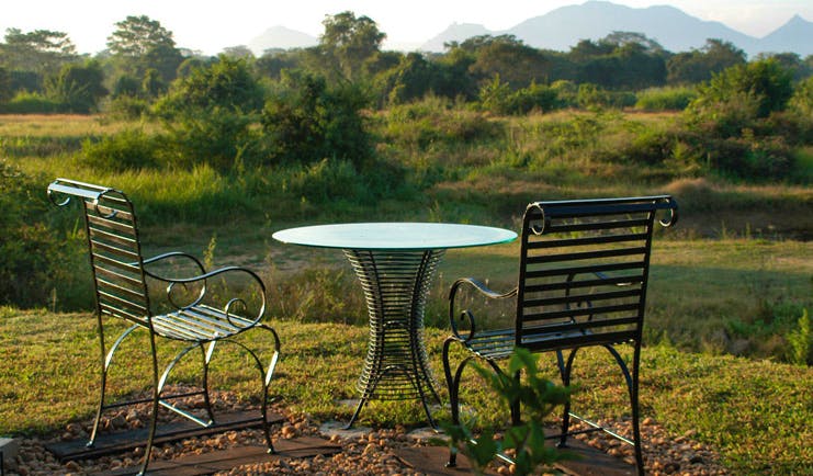 The Elephant Corridor Sri Lanka outdoor seating with garden and mountain view