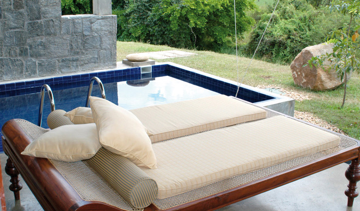 The Elephant Corridor Sri Lanka royal suite outdoor plunge pool lounger