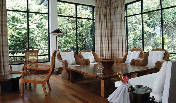 Heritance Kandalama Sri Lanka luxury suite sitting room large windows champagne bucket
