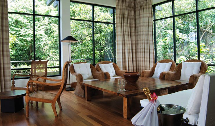 Heritance Kandalama Sri Lanka luxury suite sitting room large windows champagne bucket