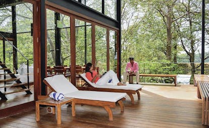 Kalundewa Retreat deck, outdoor seating area with views over the countryside