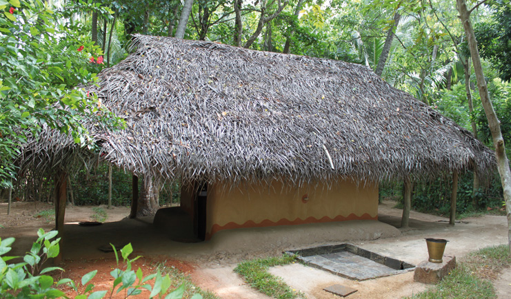 Ulpotha Sri Lanka bathroom hut thatched roof hut forest
