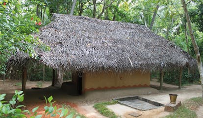 Ulpotha Sri Lanka bathroom hut thatched roof hut forest